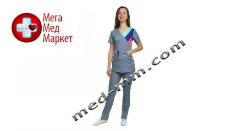 Купить Медицинский костюм женский Рио светло серый/комби № 1075 цена, характеристики, отзывы